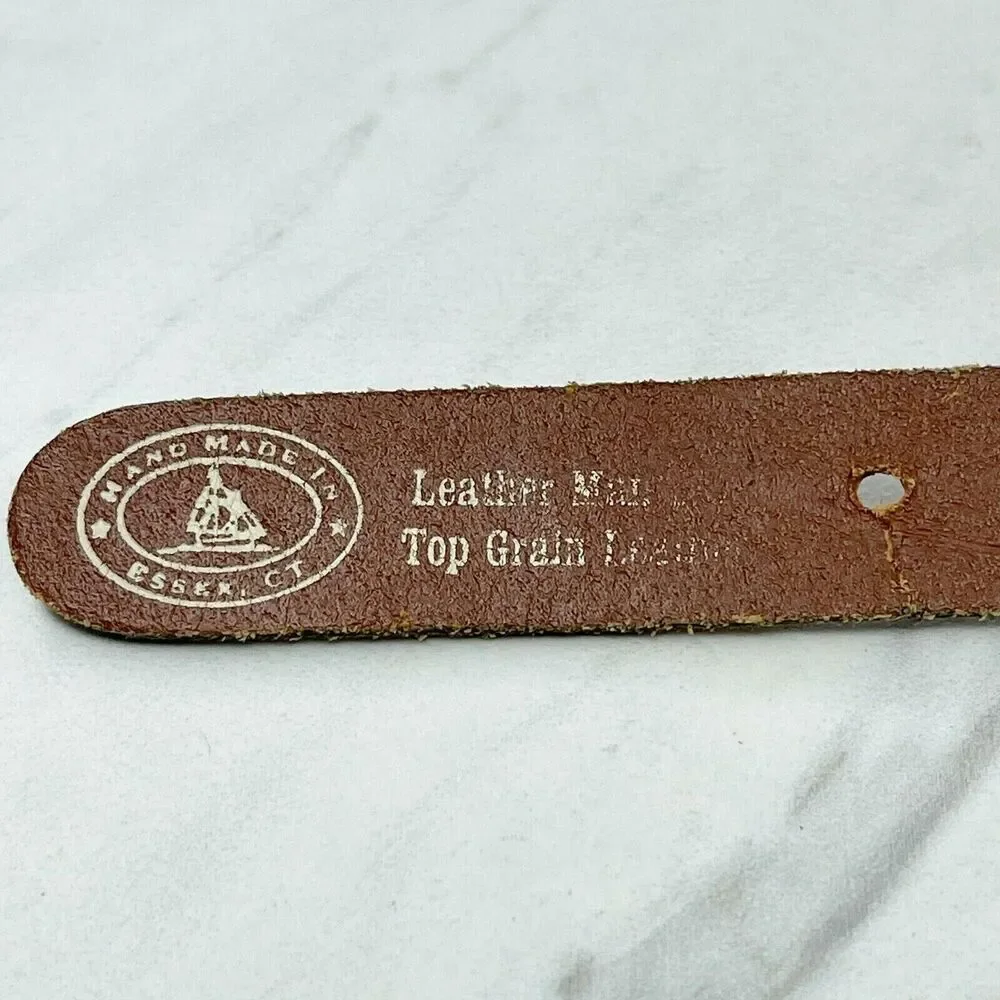 LeatherMan Nautical Flag Embroidered Leather Belt Made USA ✨
